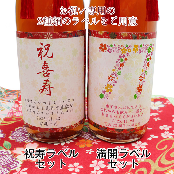 喜寿祝いのお酒のラベル